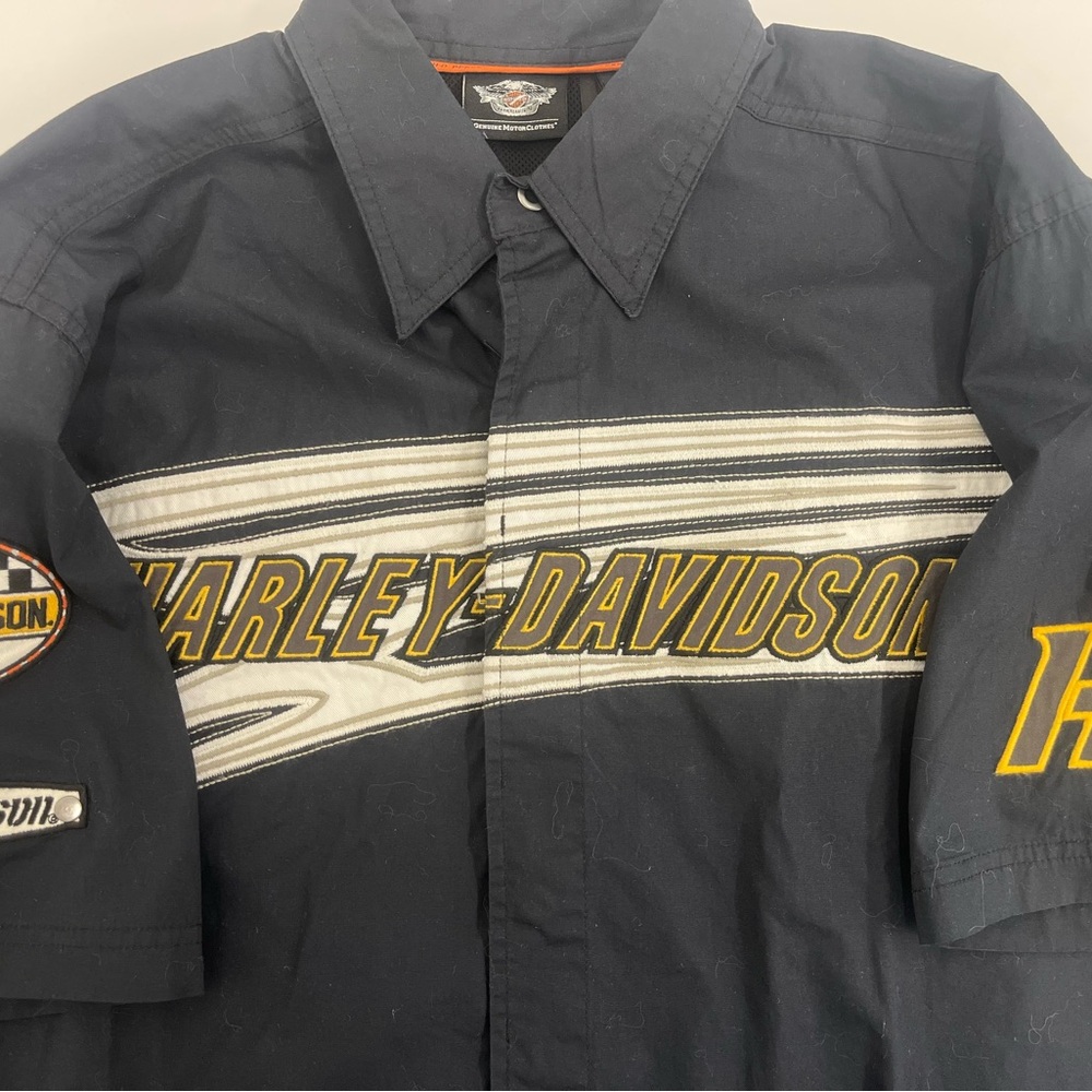 Harley-Davidson Black and Yellow Casual Button Down Shirt